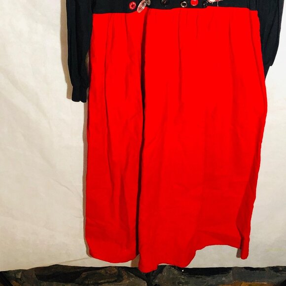 Paula dress long sleeve long pocket red black buttons extra large READ - Picture 13 of 14